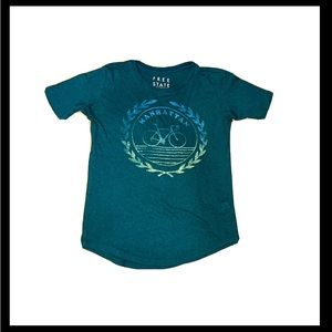 FREE STATE Forest Green Manhattan NY Bicycle Bike Short Sleeve Tee Shirt XS